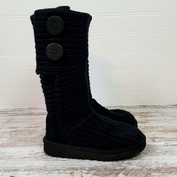 UGG Australia Classic Cardy 5649 Black Crochet Little Girls 9 - Picture 2 of 12